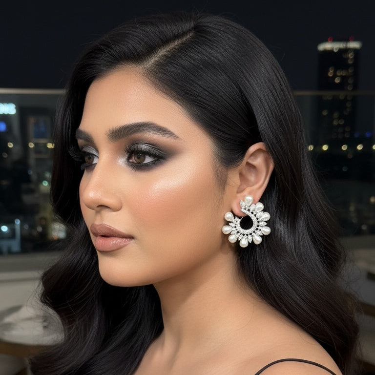 C SHAPED PEARL EARRING