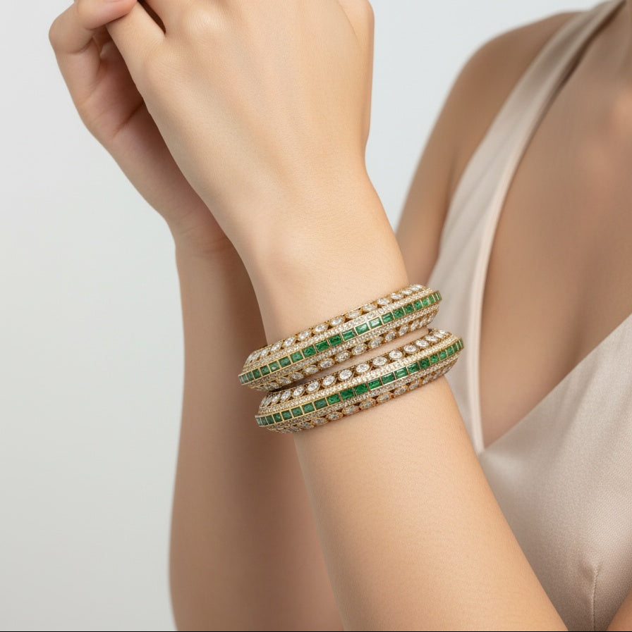 NIRA EMERALD BAGUETTE BANGLES