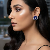 BLUE FORAL STUDS
