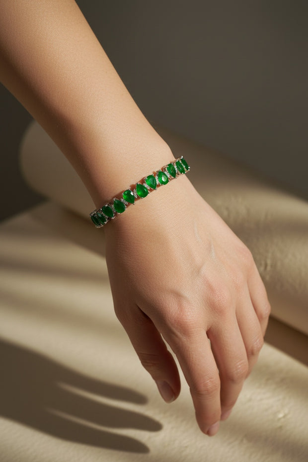EMERALD HALO TENNIS BRACELET
