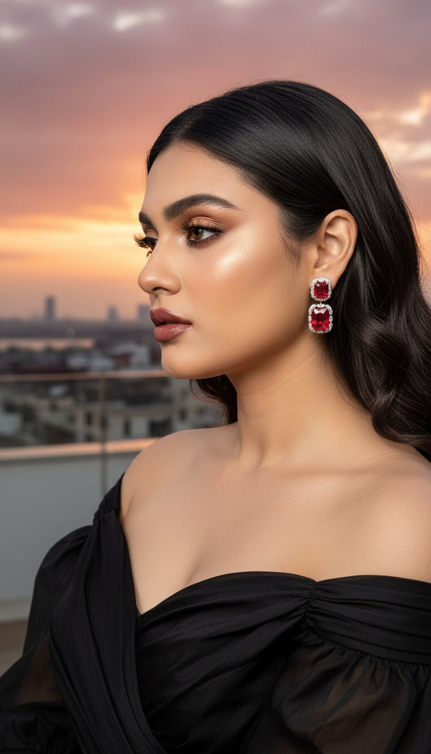 EMERALD DOUBLE DROP EARRINGS