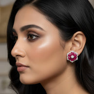 RUBY FLORAL STUDS