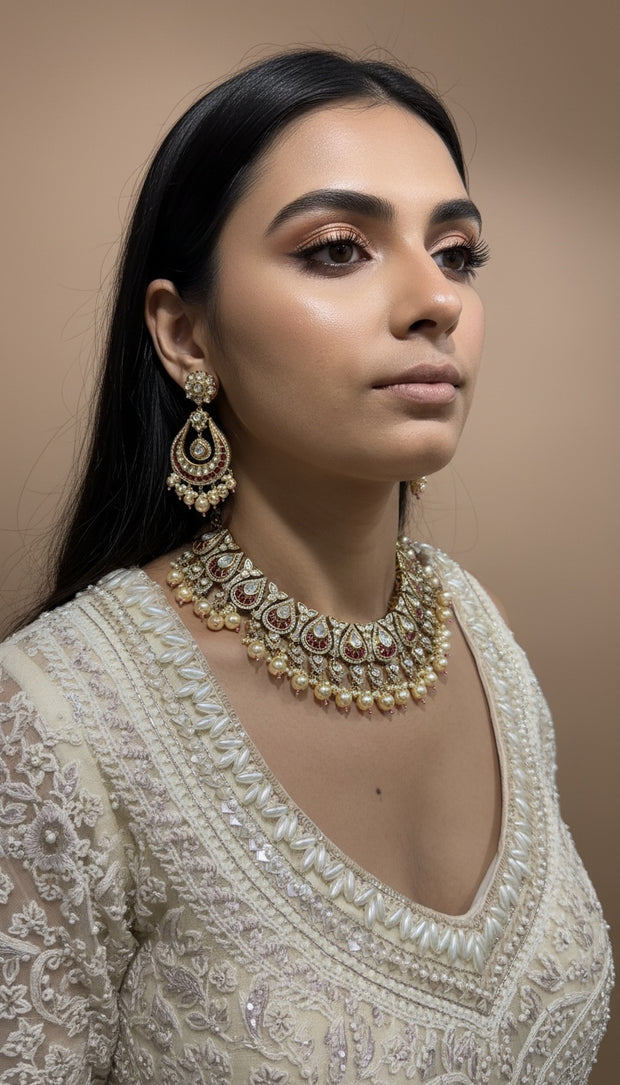 RUBY KUNDAN NECKLACE SET