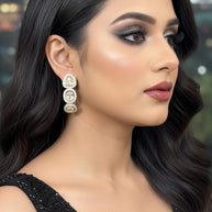KUNDAN SILVER GOLD HOOPS