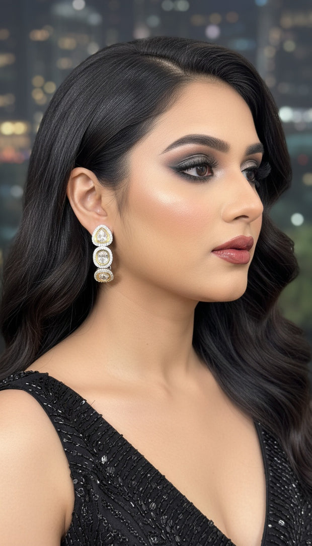 KUNDAN SILVER GOLD HOOPS
