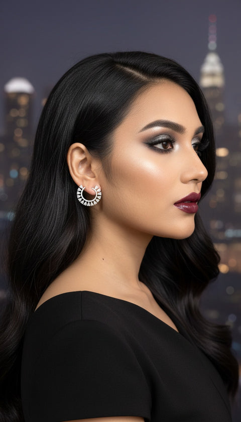 C SHAPED DIAMOND STUDS