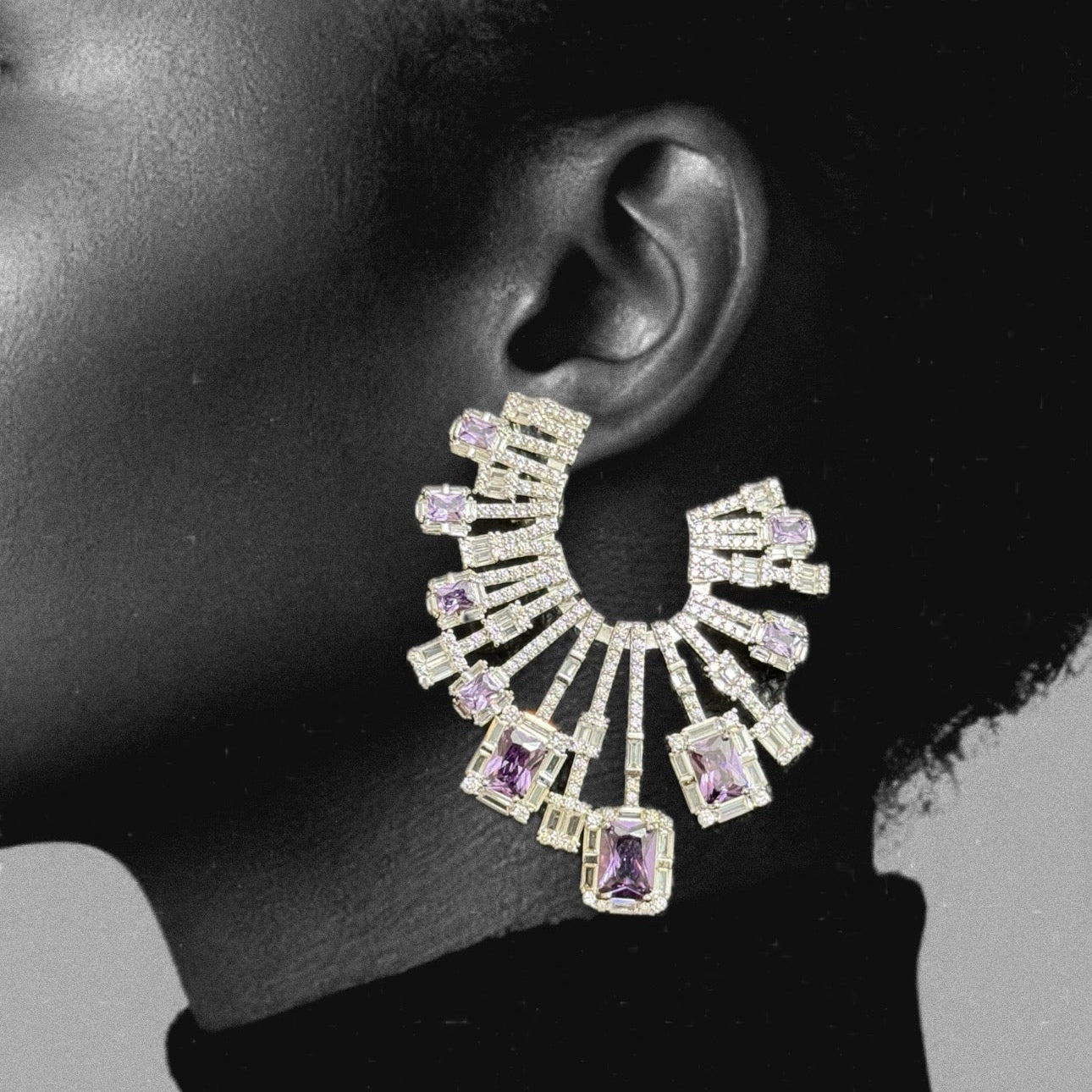 AMETHYST SUNBURST EARRING