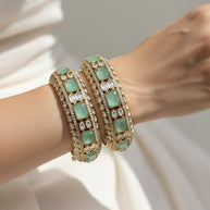 ADIRA LIGHT GREEN KUNDAN BANGLES