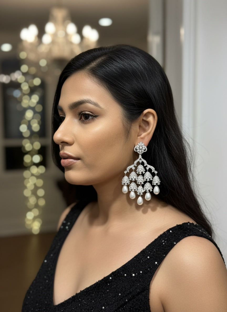 DIAMOND CHANDELIER PEARL DROP