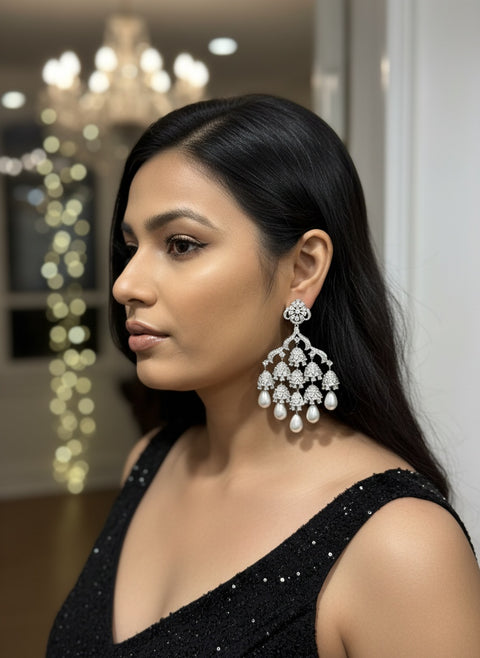 DIAMOND CHANDELIER PEARL DROP