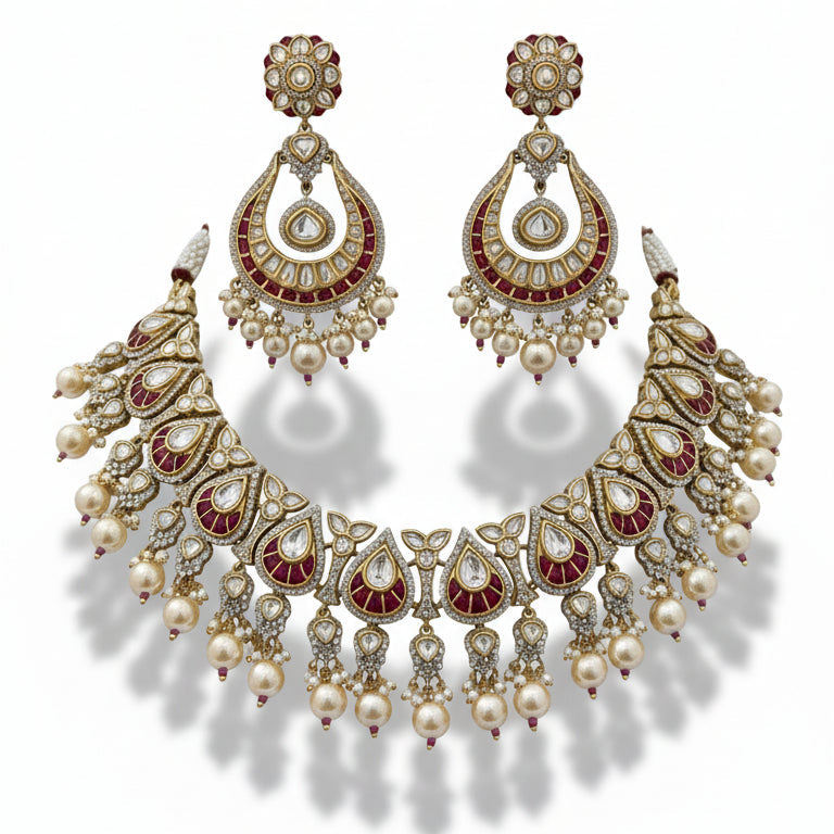 RUBY KUNDAN NECKLACE SET