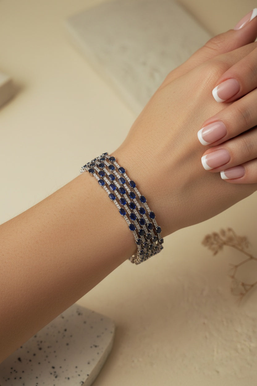 BLUE 4 LINE TENNIS BRACELET