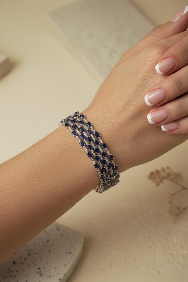 BLUE 4 LINE TENNIS BRACELET