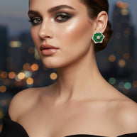 EMERALD FLORAL STUDS