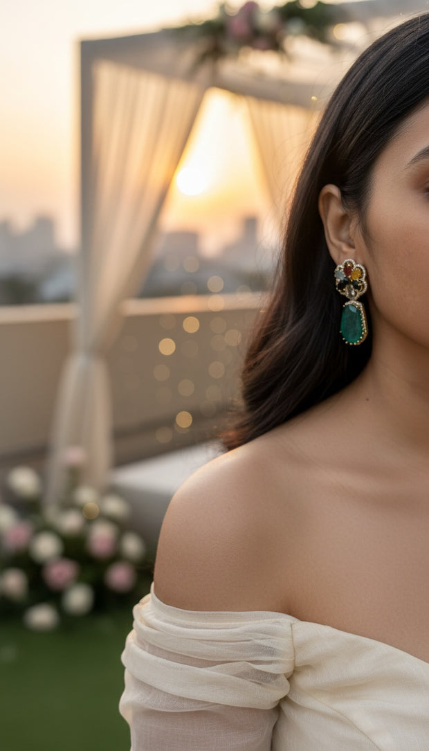 MULTI COLOUR FLORET EMERALD DROP