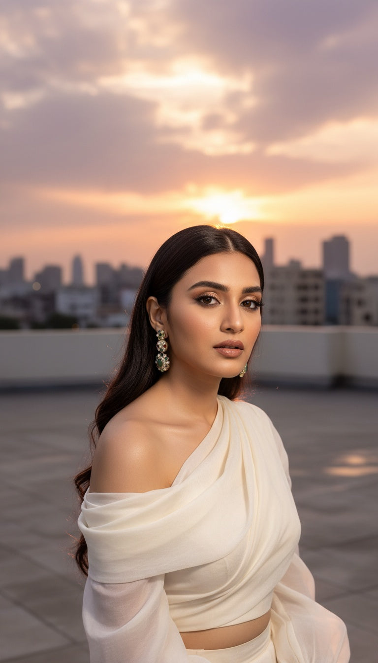 GREEN MULTI COLORED KUNDAN EARRINGS
