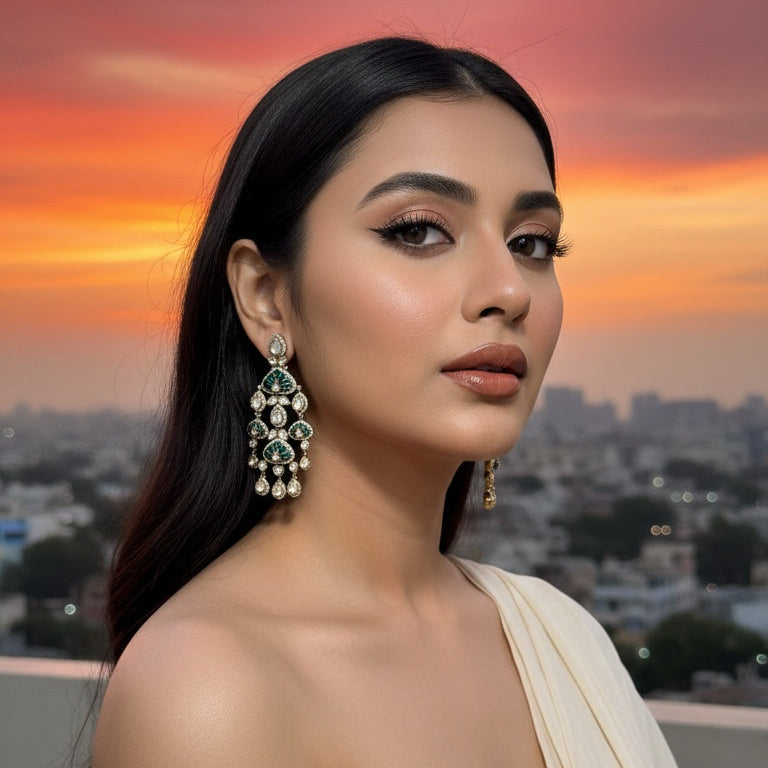 EMERALD KUNDAN EARRINGS