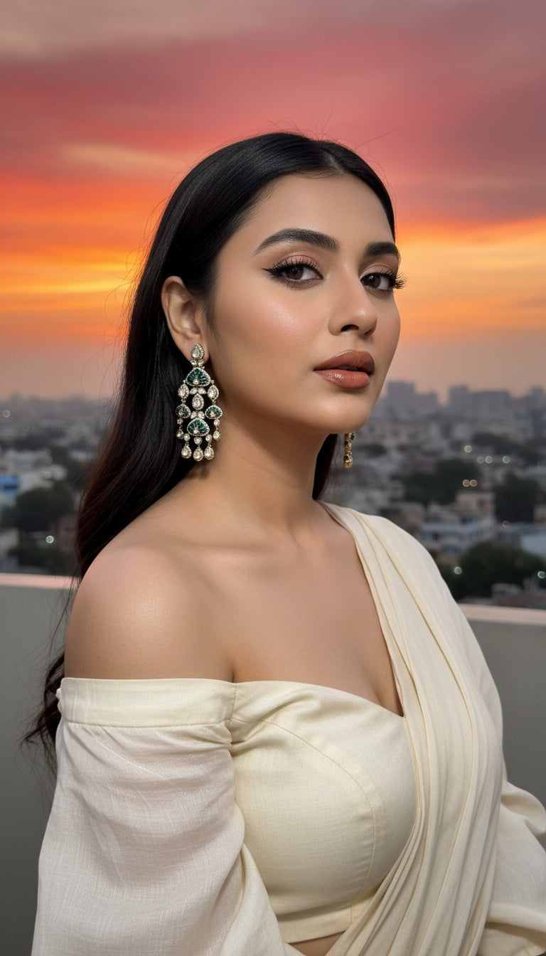 EMERALD KUNDAN JHUMKIS