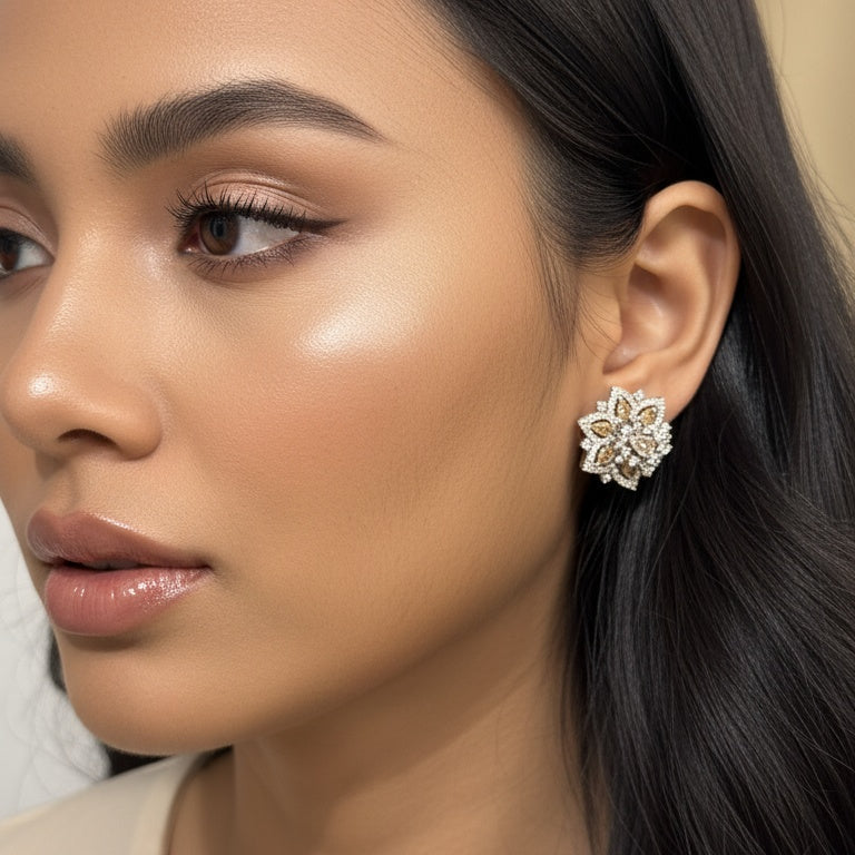 ORANGE FLOWER HALO EARRING