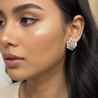ORANGE FLOWER HALO EARRING