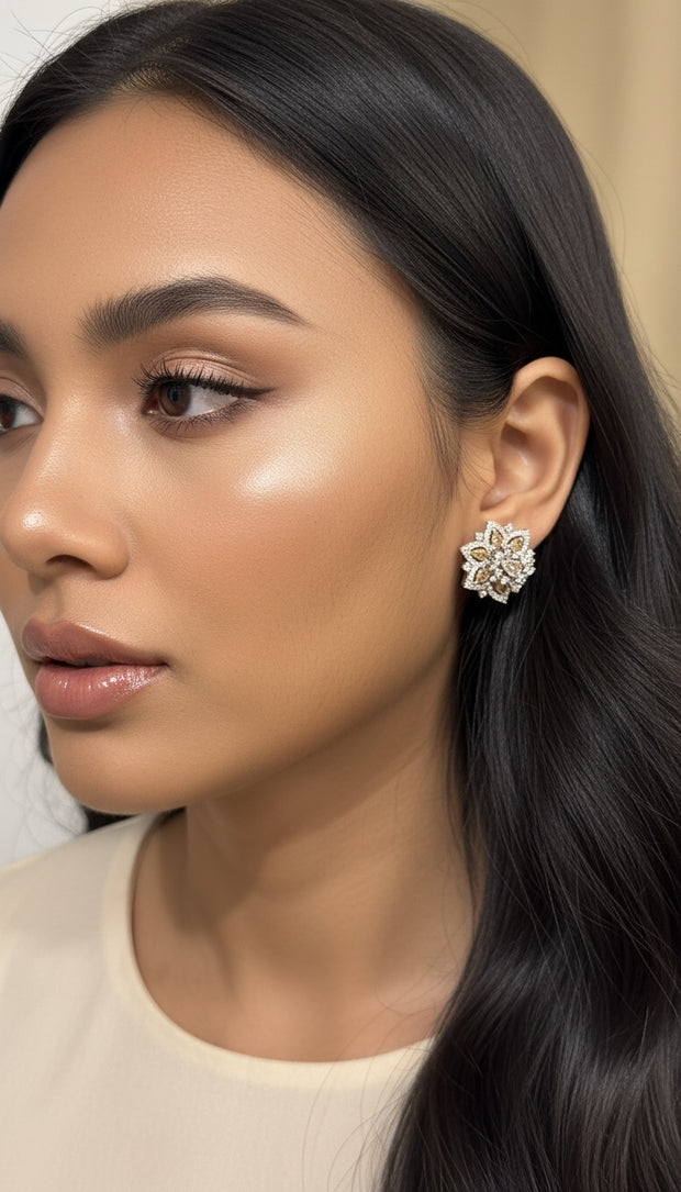 ORANGE FLOWER HALO EARRING