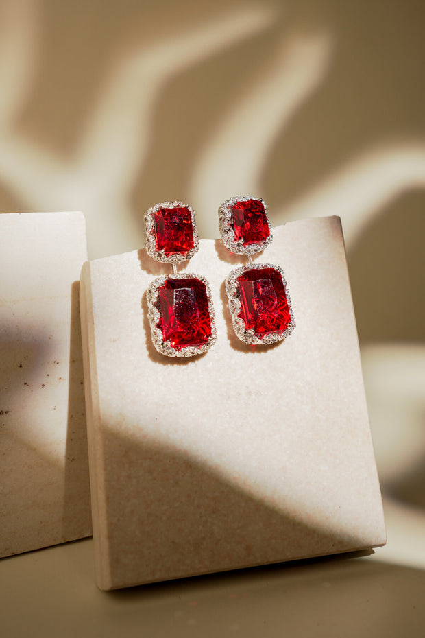 EMERALD DOUBLE DROP EARRINGS