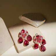RED CHANDELIER CRYSTAL EARRING