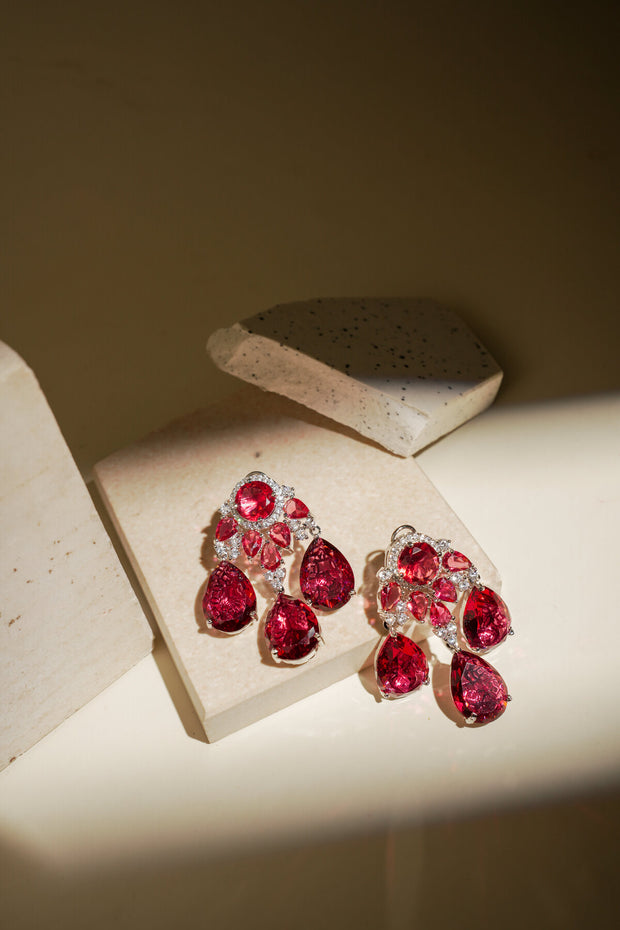 RED CHANDELIER CRYSTAL EARRING