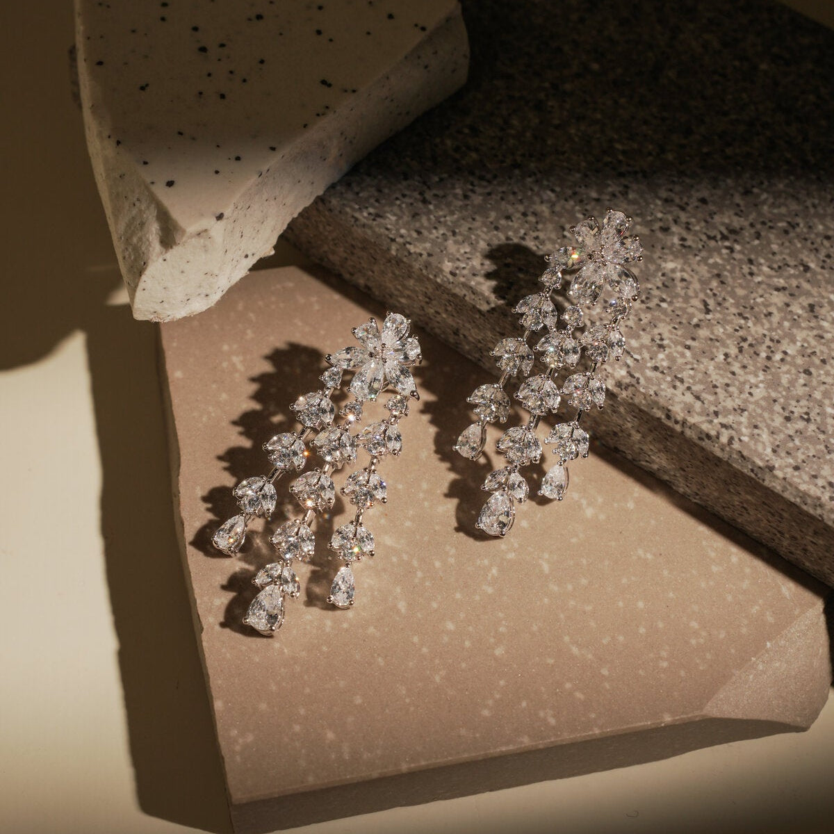 DIAMOND PETAL DROP EARRING