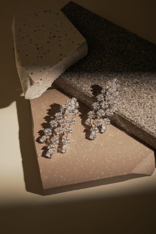 DIAMOND PETAL DROP EARRING