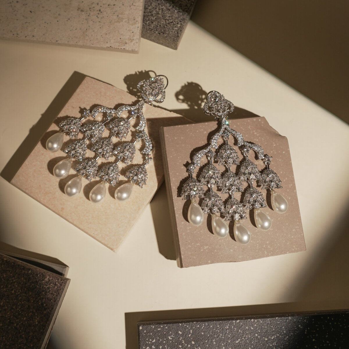 DIAMOND CHANDELIER PEARL DROP