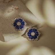 BLUE FORAL STUDS