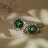EMERALD FLORAL STUDS