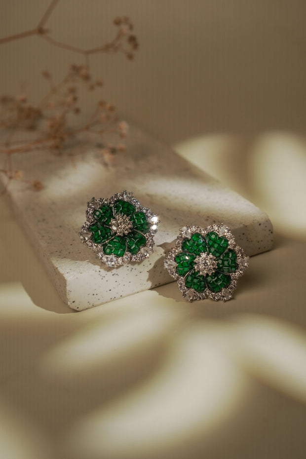 EMERALD FLORAL STUDS