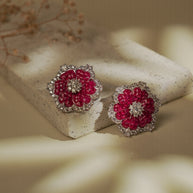 RUBY FLORAL STUDS