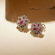 RUBY FLOWER HALO EARRING
