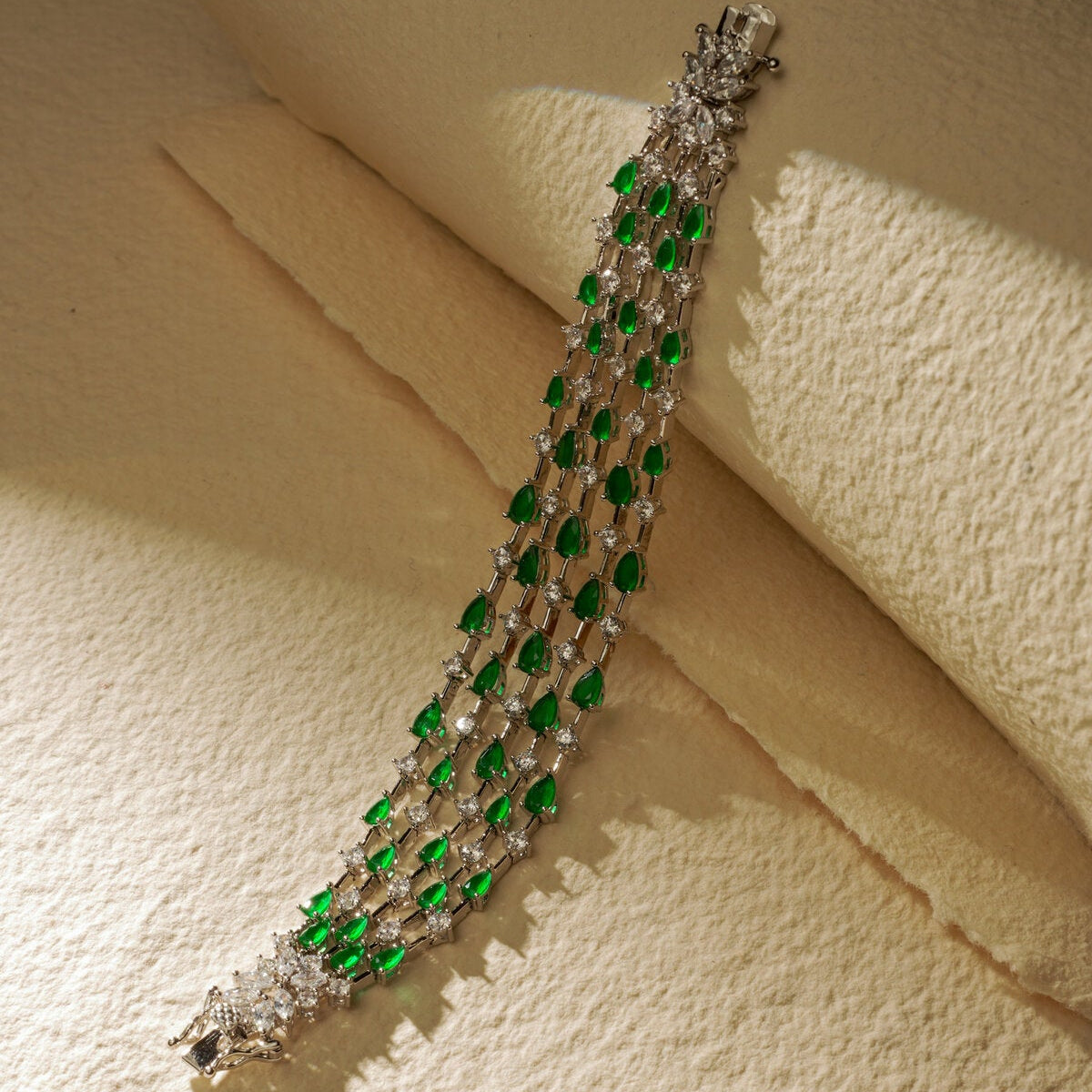 EMERALD PEAR STACK TENNIS BRACELET