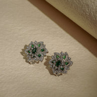 EMERALD FLOWER HALO EARRING