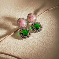 ROSE PINK EMERALD STUDS