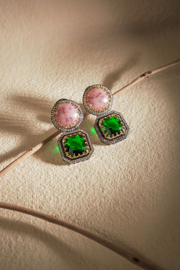 ROSE PINK EMERALD STUDS
