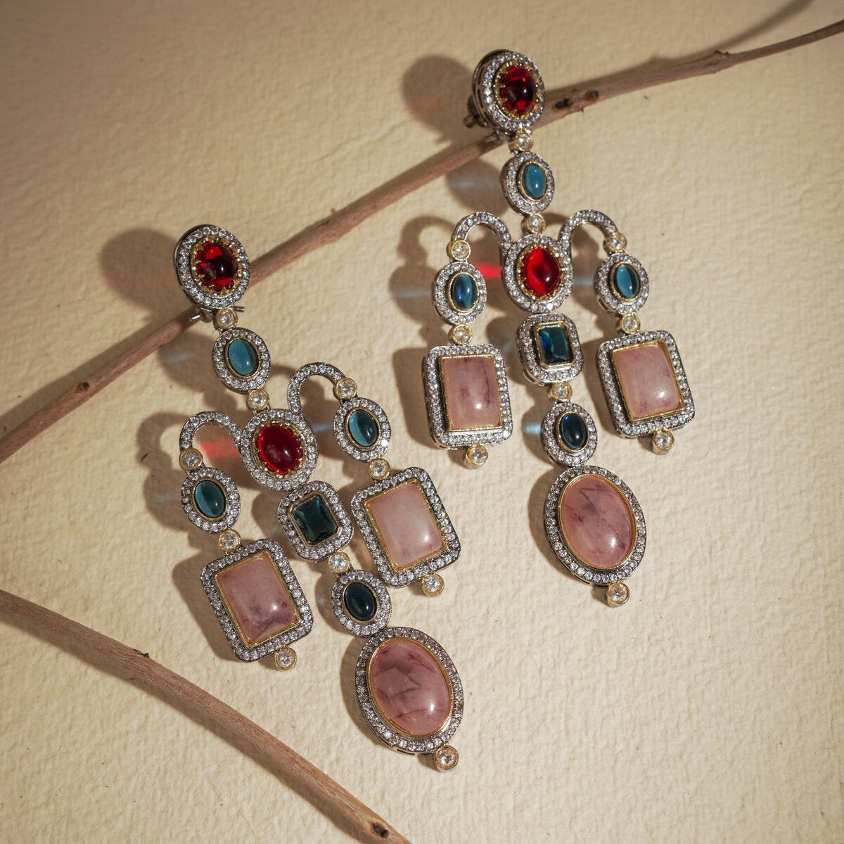 MULTI COLOUR STATEMENT DANGLERS IN PINK