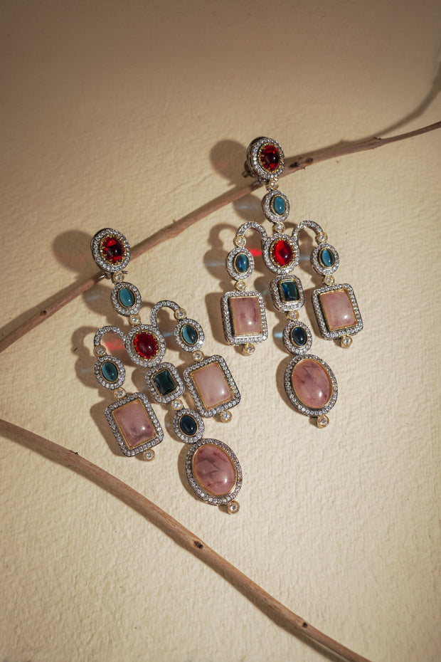 MULTI COLOUR STATEMENT DANGLERS IN PINK