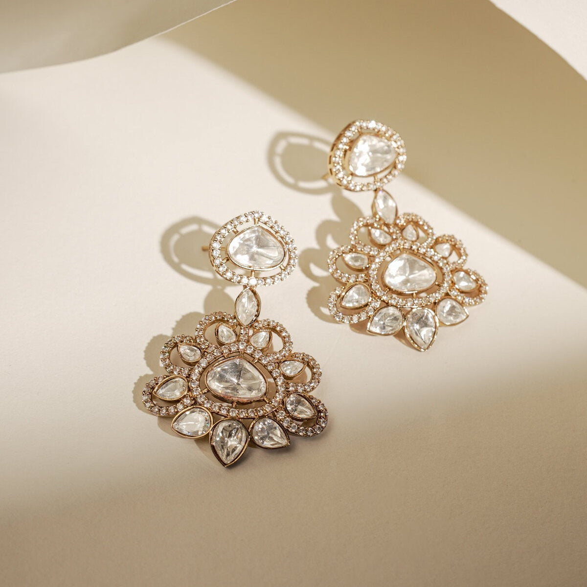 FLOWER KUNDAN JHUMKIS