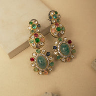 BLUE MULTI COLORED KUNDAN EARRINGS