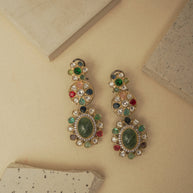 GREEN MULTI COLORED KUNDAN EARRINGS