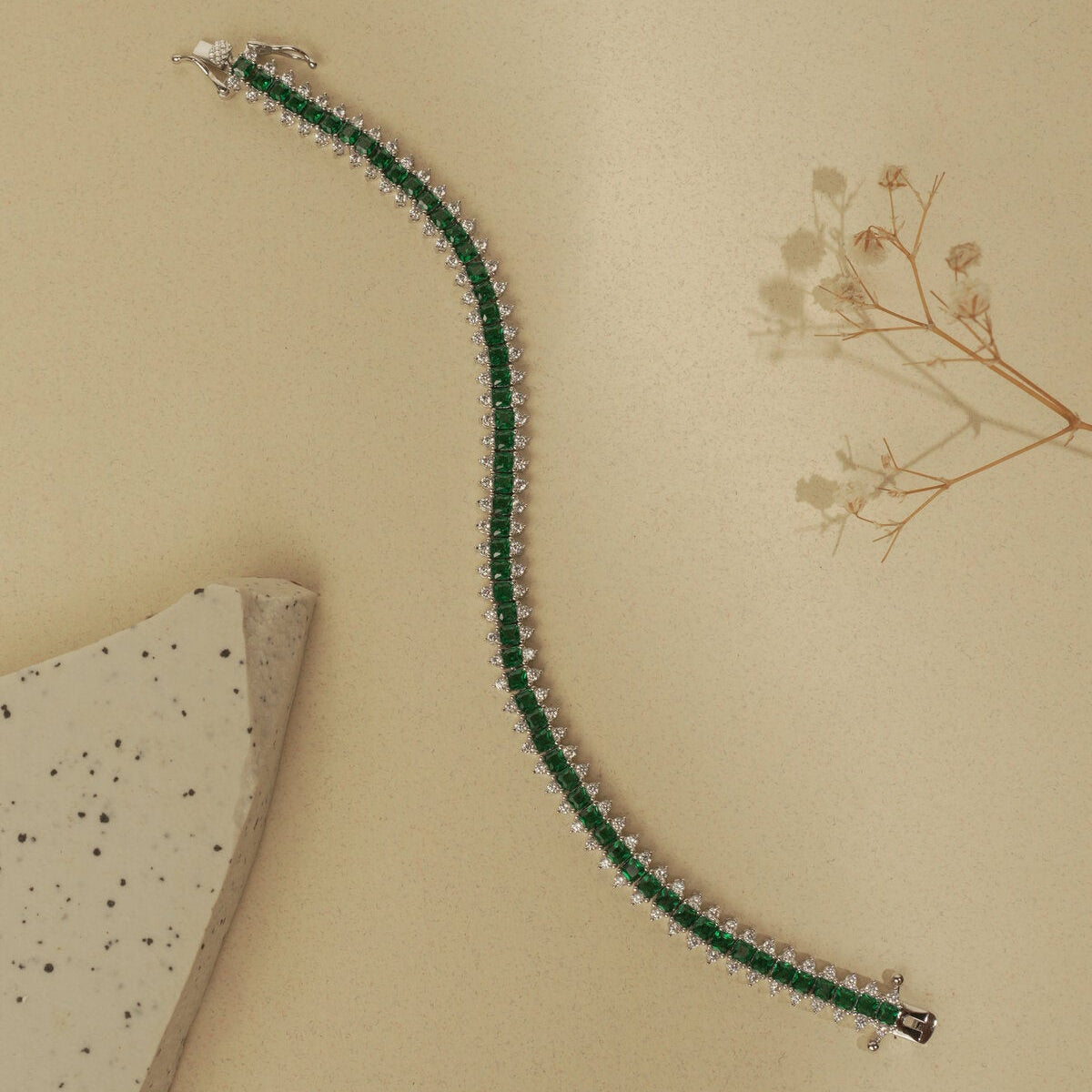 EMERALD PRINCESS CUT TENNIS BRACELET