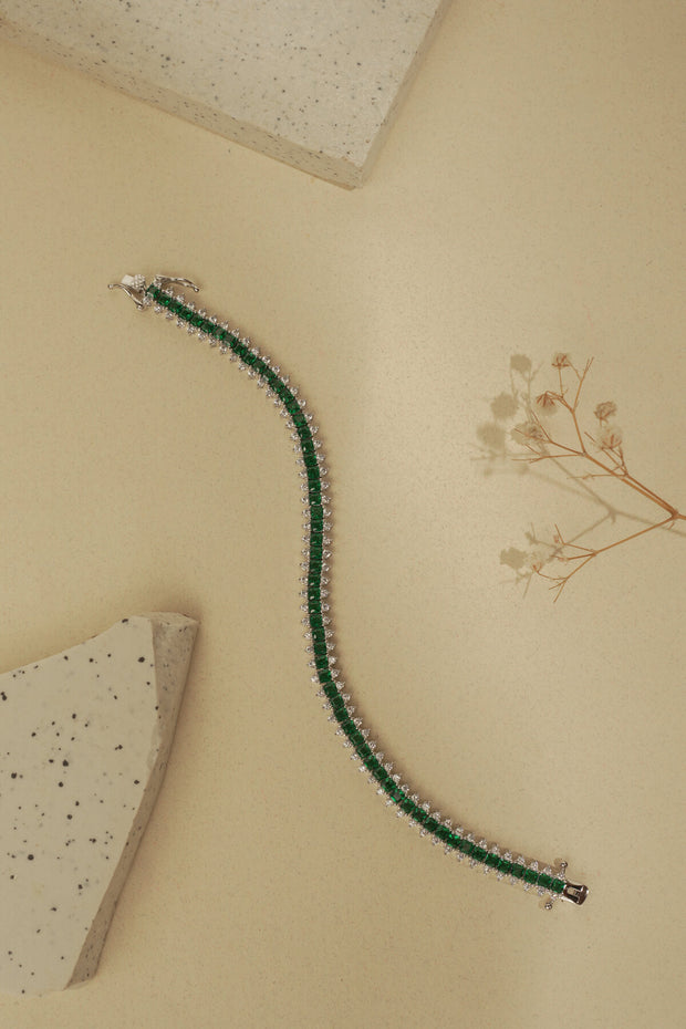 EMERALD PRINCESS CUT TENNIS BRACELET