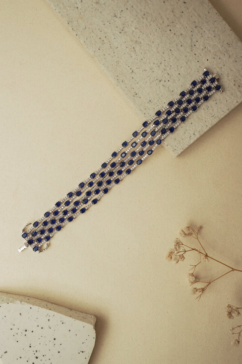 BLUE 4 LINE TENNIS BRACELET