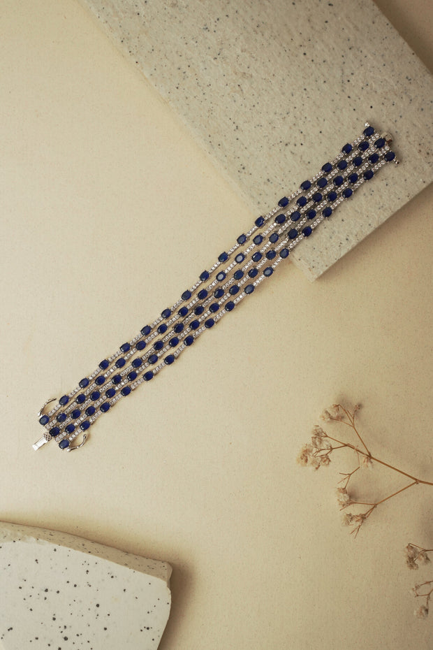 BLUE 4 LINE TENNIS BRACELET