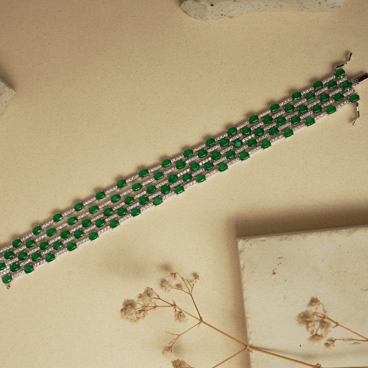 EMERALD 4 LINE TENNIS BRACELET